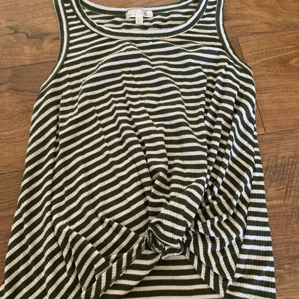 Striped Green and White Women's Tank Top